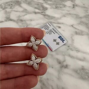 Pave diamond flower earrings